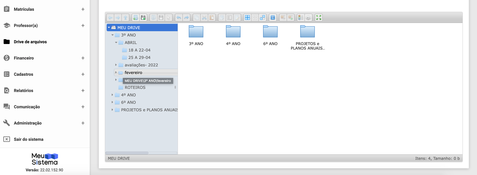 Sistema de gestão escolar